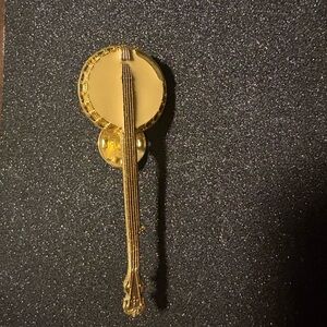 Chic Gold Banjo Brooch